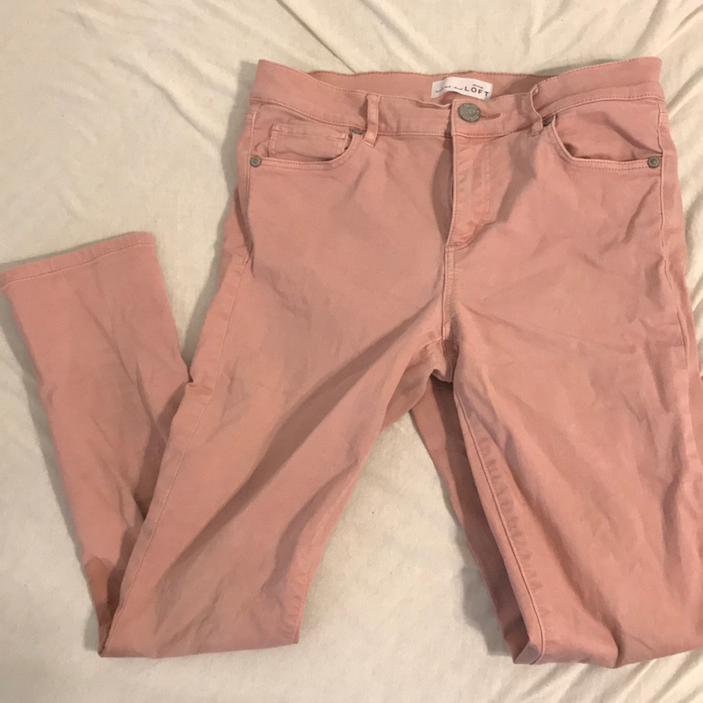 Pale rose skinny crop/ankle jeans from LOFT